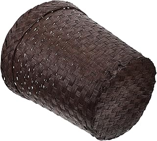 TEHAUX Wicker Laundry Basket, Round Bathroom Basket Natural Straw Trash Can Simple Storage Baskets Household Waste Paper Basket for Bathrooms and Bedrooms (Coffee)