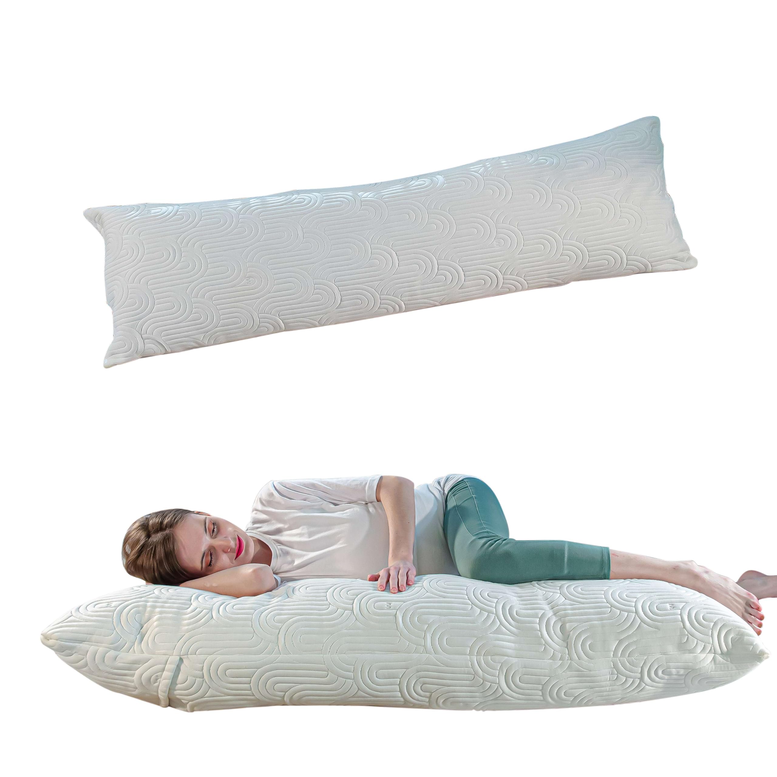 The White Willow Full Body Hug Sleeping Pillow Memory Foam & Micro Fiber for Body Support; Pregnancy Long Pillow for Bed, Side Sleeper with Washable Cover (54" L x 20" W Inches)- Multi