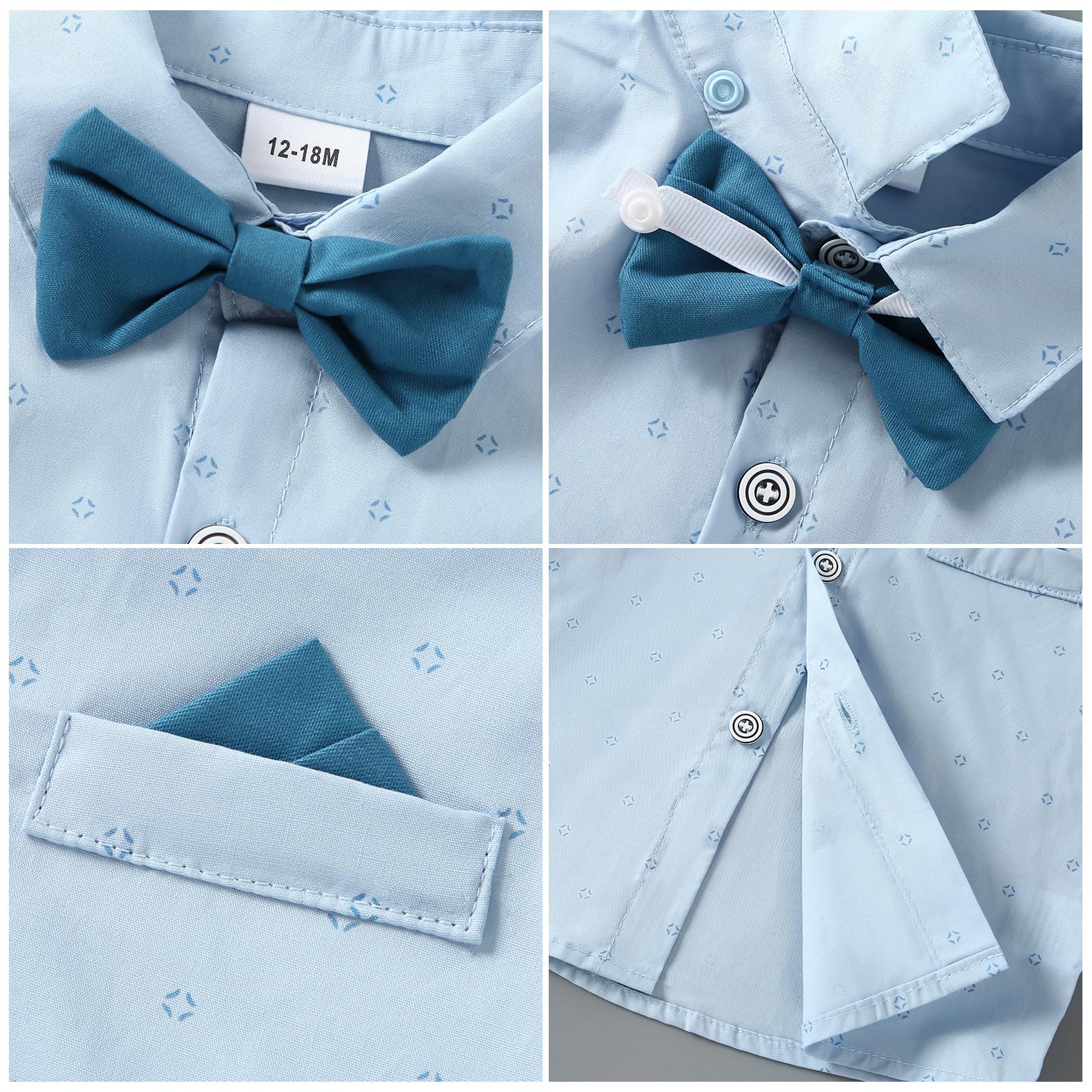 nilikastta Toddler Boy Outfit Boy Suit Boy Dress Shirt with Bowtie/Suspender Pants Gentleman Wedding Outfits 1-10 Years
