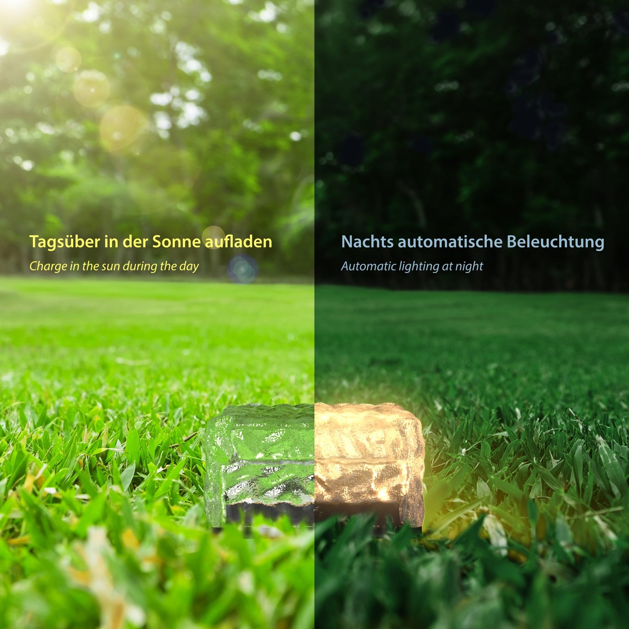 ledscom.de 10x LED Solar-Pflasterstein Bodeneinbauleuchte BROSLO für außen, IP67, Glas, eckig, 10 x 10cm, warmweiß