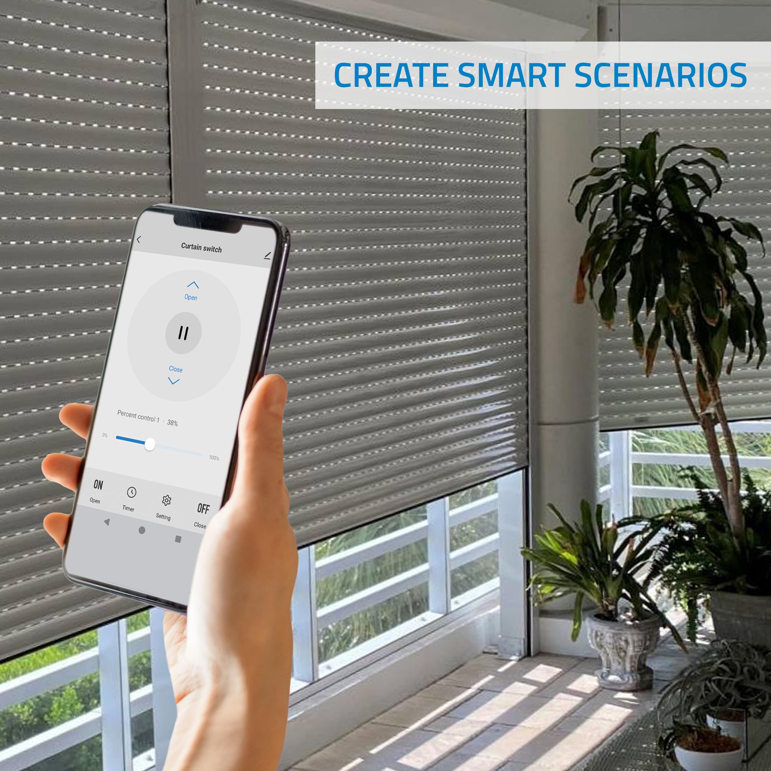 NIVIAN Controlador WiFi para Motor de Persianas con Mando RF. Control Remoto App Tuya. Interruptor Persiana WiFi Programación Horaria, Temporizador y Medición de Consumo. Compatible con Alexa y Google