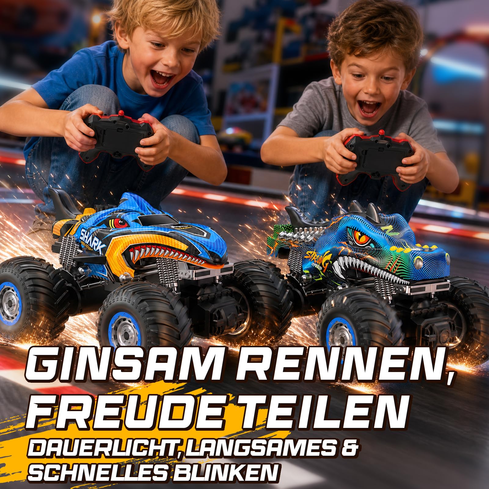HappyGoLucky Voiture Télécommandée, Monster Truck Jouet Enfant 3-12 Ans