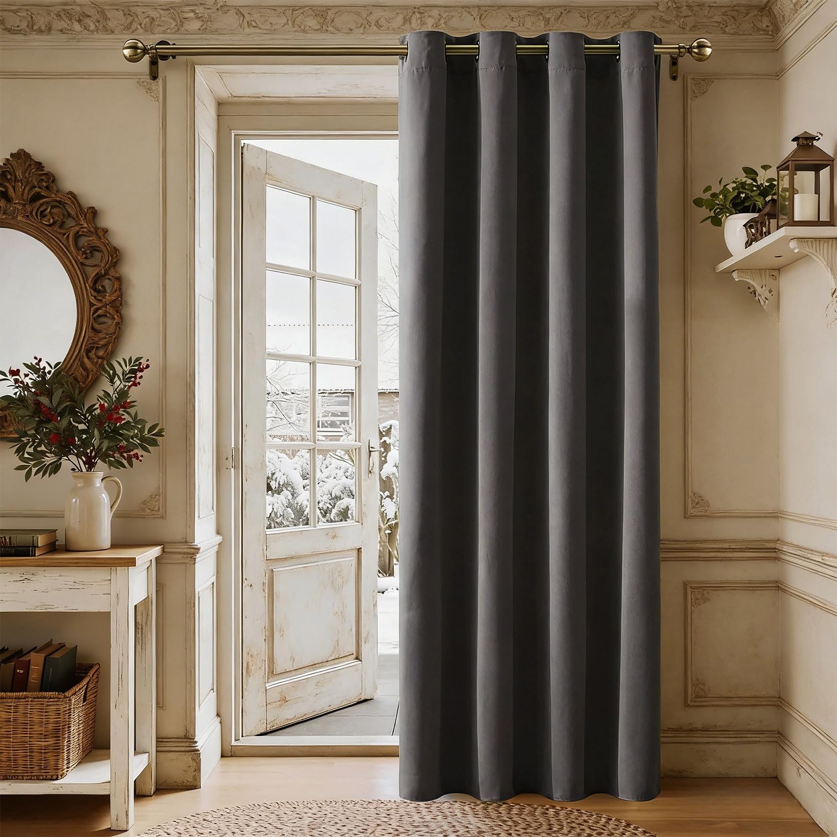 Rideau thermique anti-froid et occultant bleu marine pour chambre