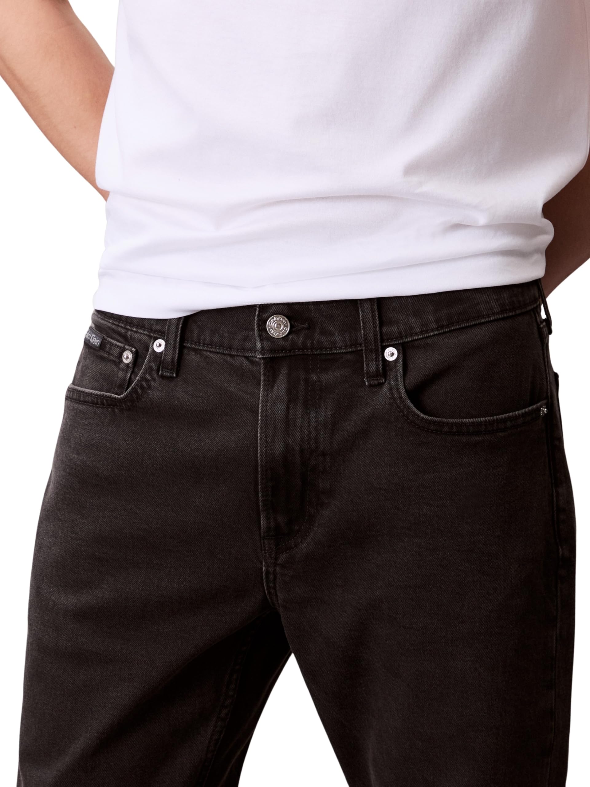 Calvin Klein Vaqueros Hombre Slim Black Oil Slick Tapered Fit