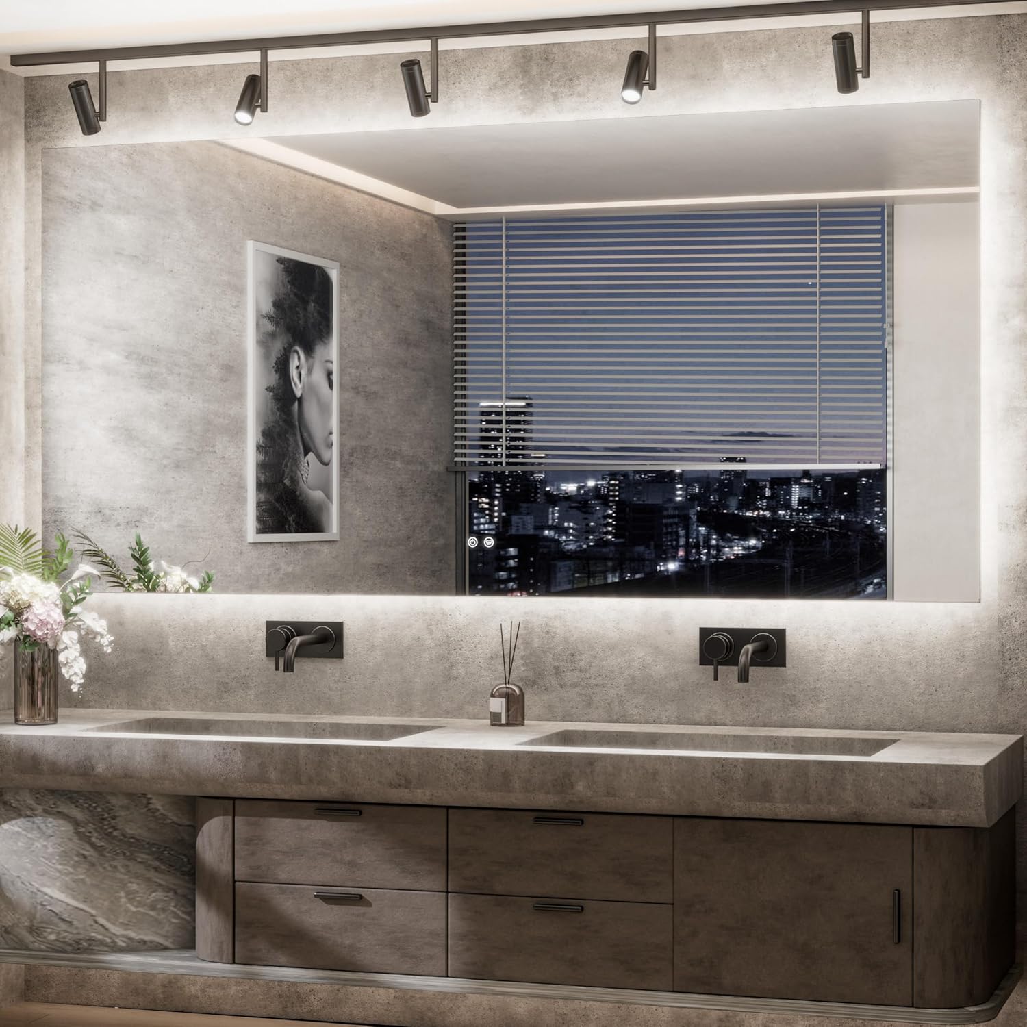 TETOTE 84 x 40 Inch LED Backlit Bathroom Mirror with Lights,Anti-Fog Lighted Mirror,Dimmable,Vanity Mirror,Wall Mounted 40"L x 84"W Backlit