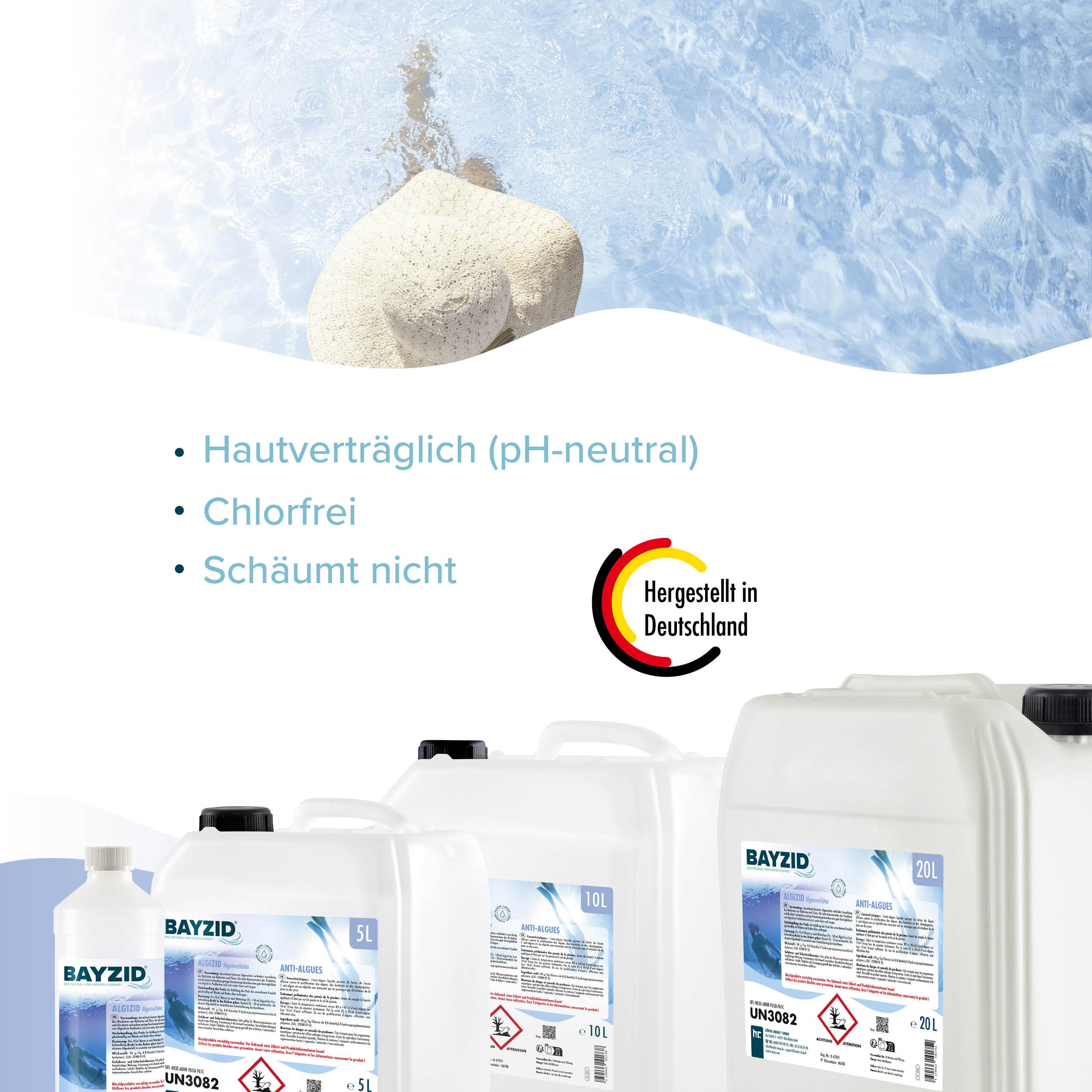 Höfer Chemie Algizid Algenverhütung 20L - Algenvernichter Pool - Pool Zubehör - Präventiver Schutz vor Algen, Bakterien & Pilzen - Für Sauberes Wasser