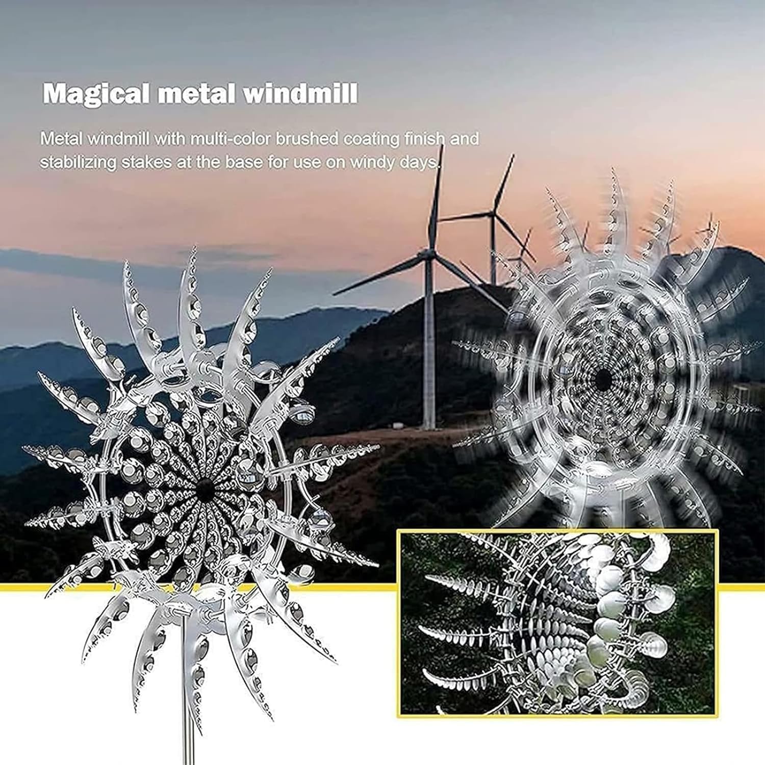 Shirem Molino de viento de metal mágico, 2024 nuevo molino de viento de metal for patio, hilanderos de viento de 12 pulgadas al aire libre y molino de viento de metal mágico, molino de viento de jardí