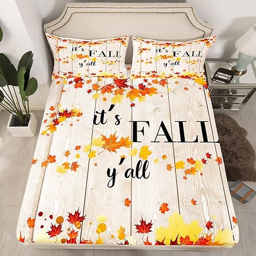 Miniatura 2 de Juego de sábanas de hojas de arce otoñal, tamaño Queen, otoño, naturaleza, botánica, rústica, casa de campo, juego de ropa de cama de otoño para