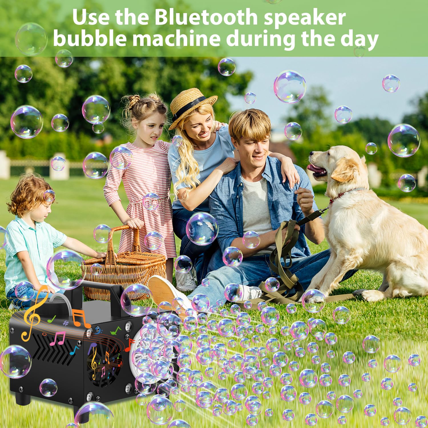 Máquina de burbujas de control remoto inalámbrico, portátil Bluetooth Bubble Blower-6 colores, mando a distancia, ideal para fiestas, bodas y niños