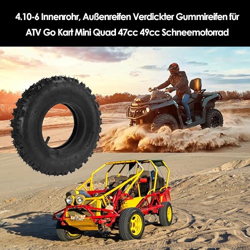 4.10-6 Innenrohr, Außenreifen Verdickter Gummireifen für ATV Go Kart Mini Quad 47cc 49cc Schneemotorrad - 5
