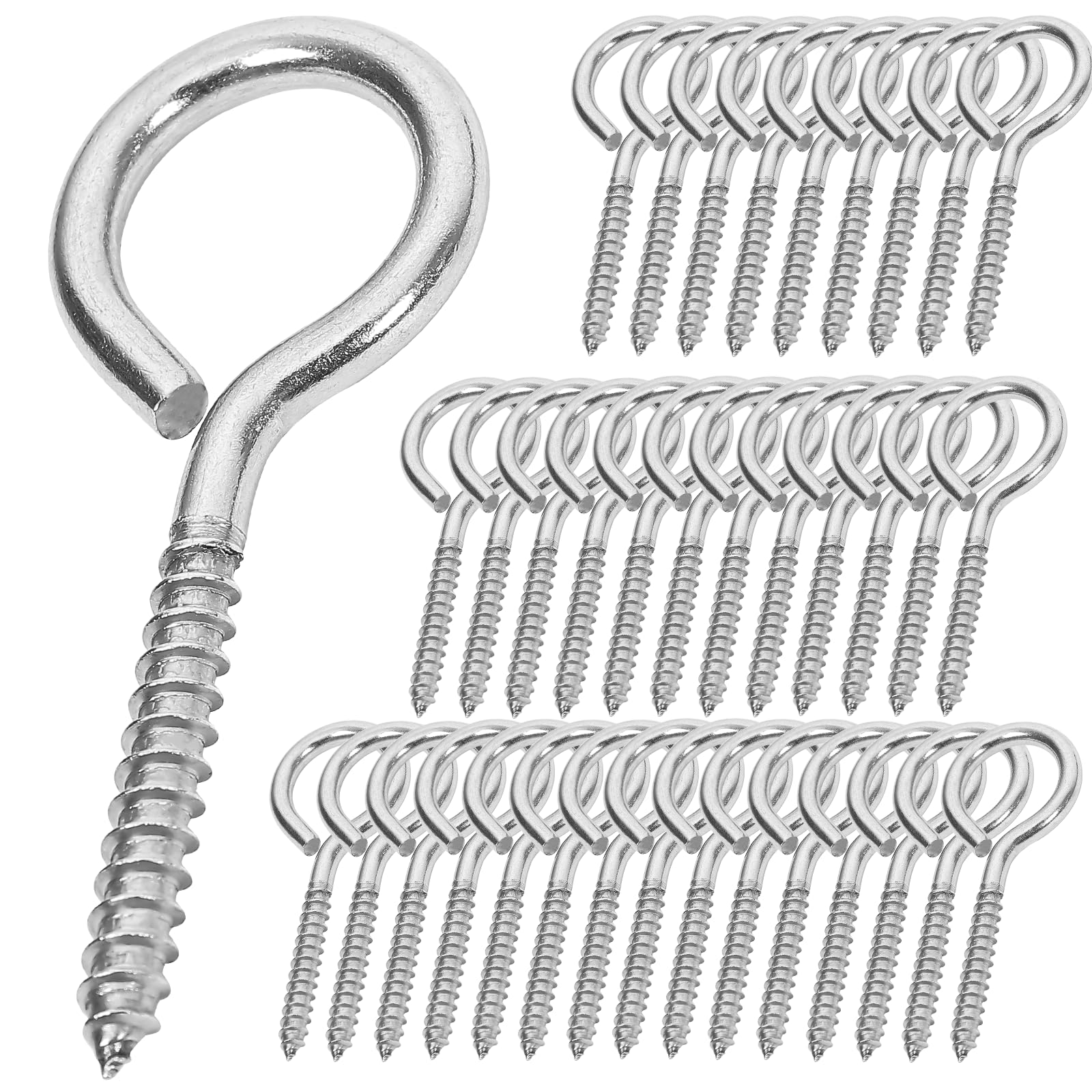 ACCZIO 40PCS 2.75 inches Screw Eyes M4 304 Stainless Steel Eye Screws, Heavy Duty Screw, Eye Hooks Screw Eye Bolts Eye Hooks Screw, Indoor & Outdoor