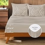 Andency Comforter Queen Size with Sheets Oatmeal,7 Pieces Bed in a Bag Queen Chevron Boho Soft Warm Tufted Neutral Bedding Sets with Comforter, Sheets, Pillowcases & Shams