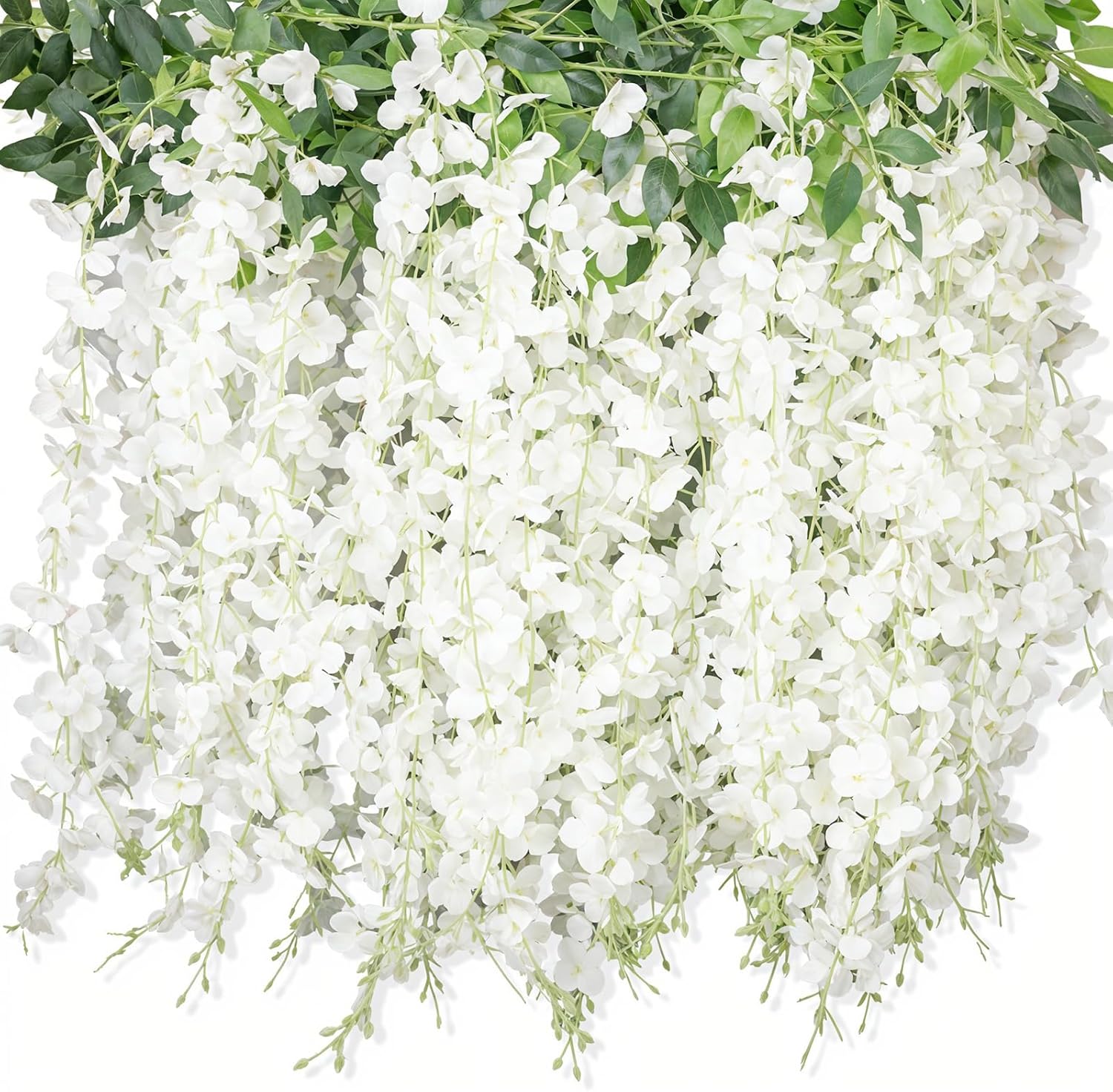 60 PCS White Fake Wisteria, 2 Ft White Artificial Wisteria Hanging Flowers for Wedding Party Garden Outdoor Greenery Home Wall Decoration
