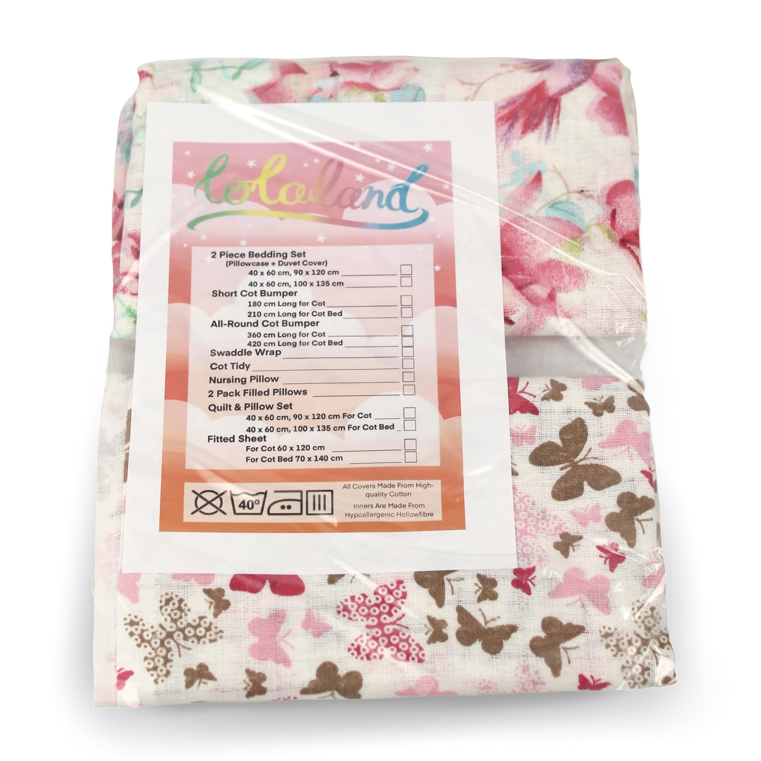 Lolaland Extra Large 2-Pack Muslin Squares for Baby or Toddler Super Absorbant with Colourdul Flowers and Butterflies Pattern, 70x80cm - Image 2