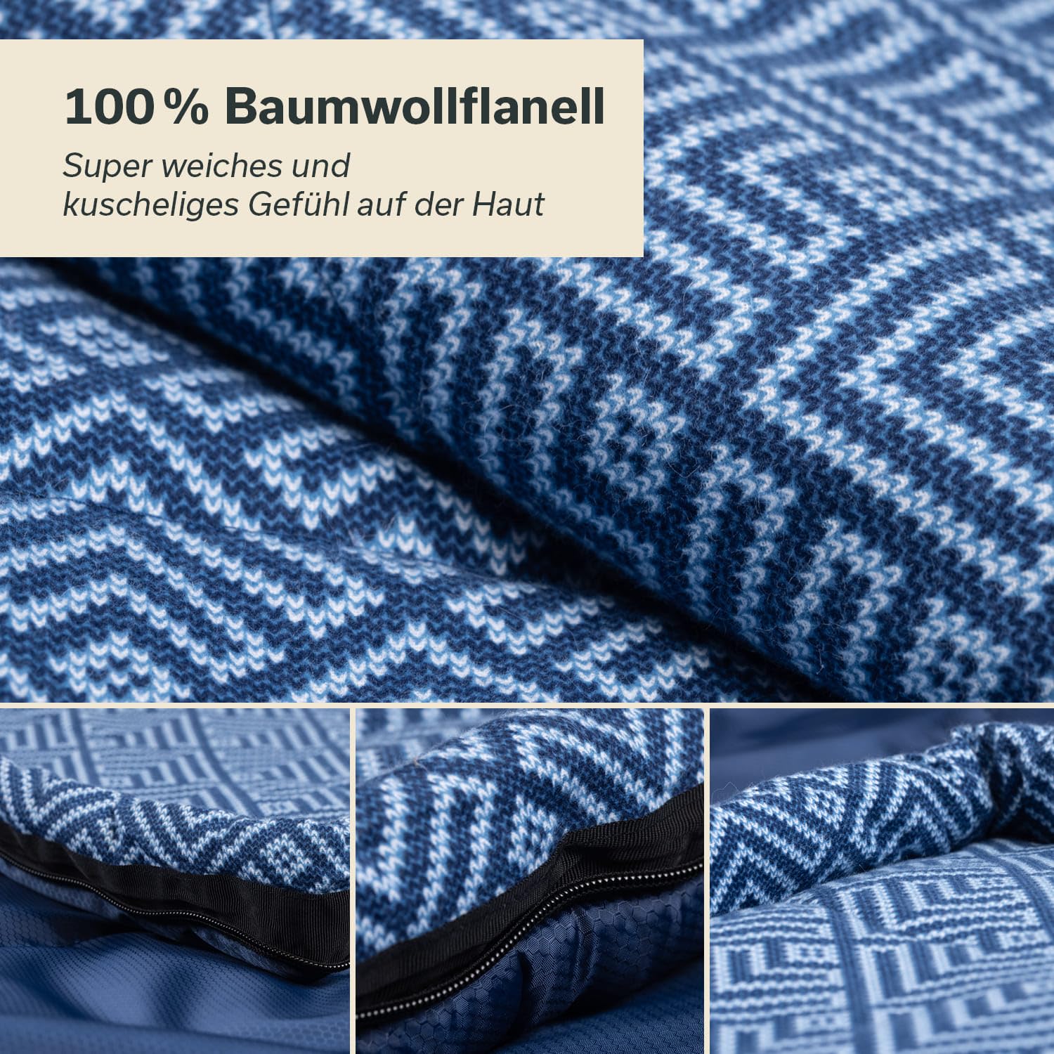 Skandika Doppelschlafsack Iceland Double | Schlafsack 2 Personen 3 Jahreszeiten, mit/ohne Flanell, Baumwolle, Kissen, 220 x 150 cm, als Einzelschlafsack nutzbar | Deckenschlafsack Familienschlafsack