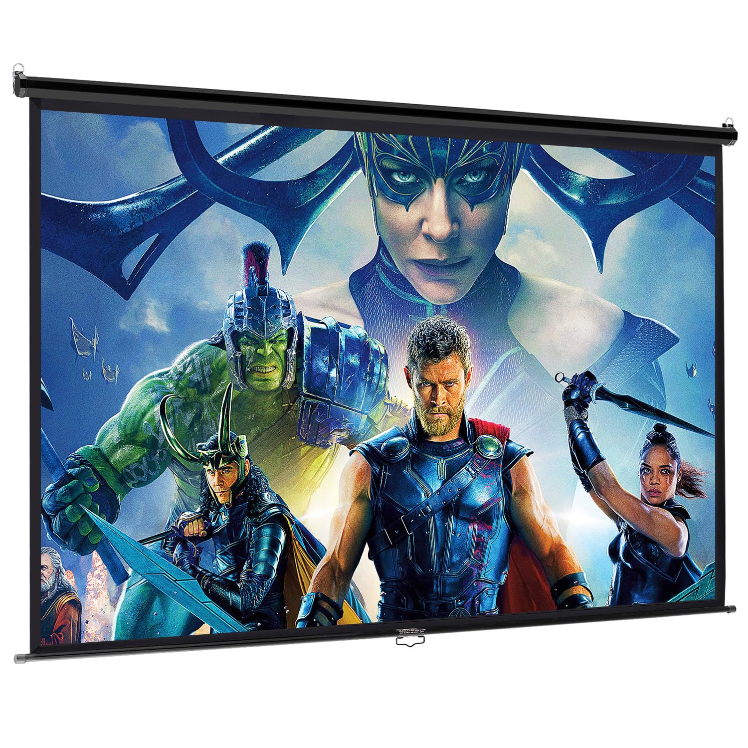INMOZATA Pull Down Projector Screen 72 inch/159x89cm Wall & Ceiling Mounted HD Projection Screen with 16:9 Ratio Matte White Screen for Home School Cinema Theater Outdoor Indoor Public Display-Black