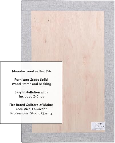 Miniatura 5 de ATS Acoustics Panel acústico absorbente de sonido, calidad de estudio profesional con clasificación de fuego, 24 x 36 x 2 pulgadas (platino)