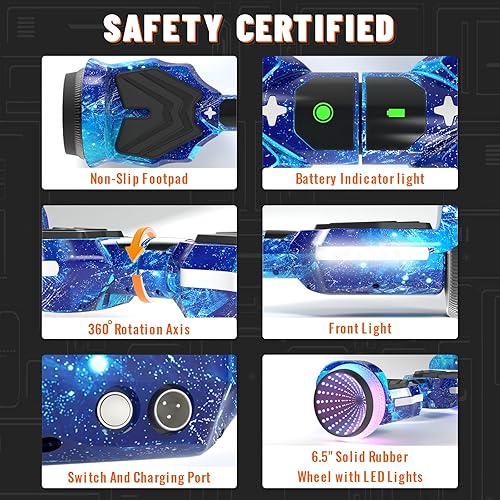Miniatura 6 de Scooter, ruedas de luz LED coloridas, altavoces Bluetooth y aplicación, motores duales de 250 W, velocidad máxima de 8.5 mph y rango máximo de 8.5