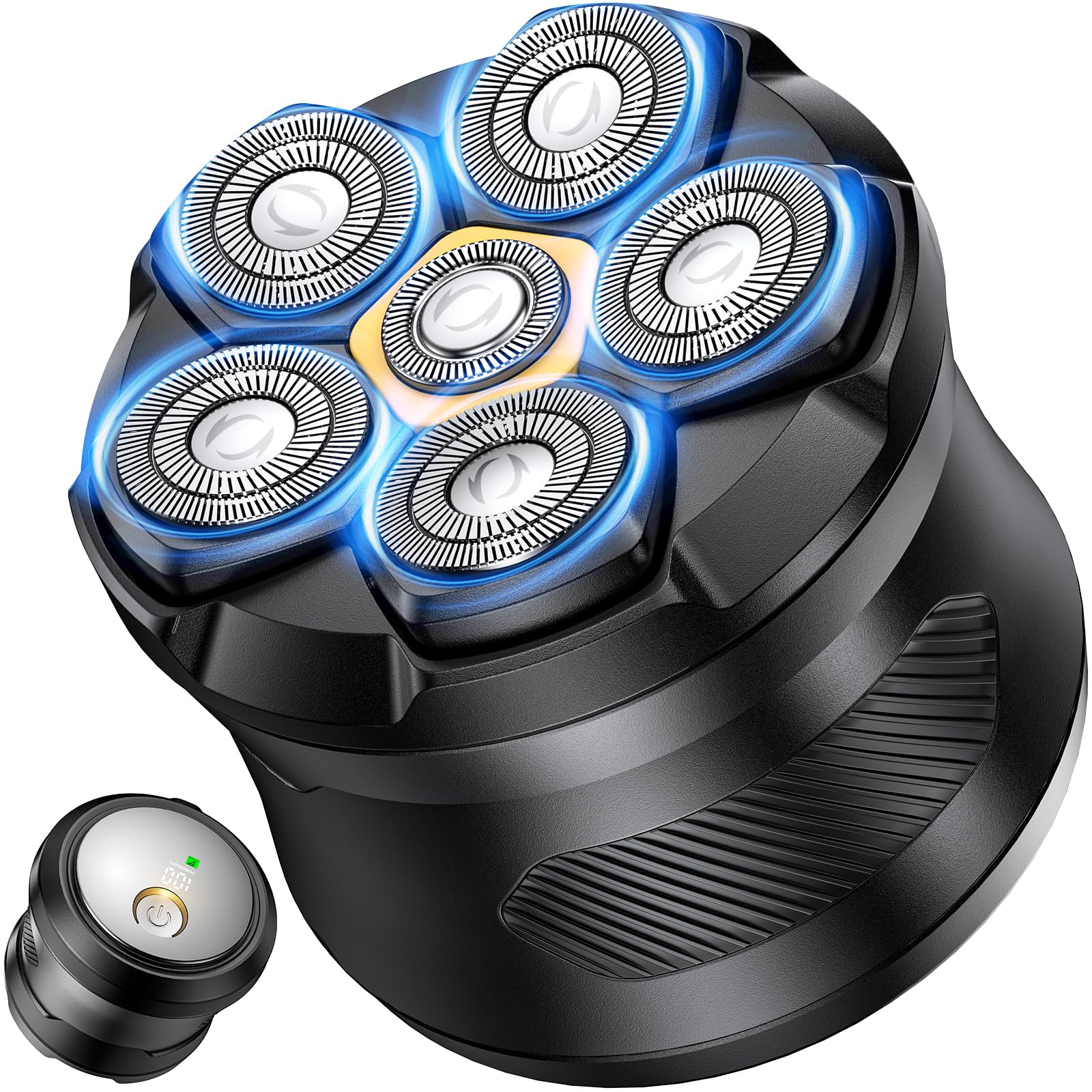 Pneumatici Weather All Rasoio Testa Calva,Rasa Capelli Uomo a Zero 6D Rasoio Elettrico Fluttuante Flessibile Impermeabile IPX7 Rasoio Elettrico Testa Calva Uomo con Display LED,Interfaccia USB-C