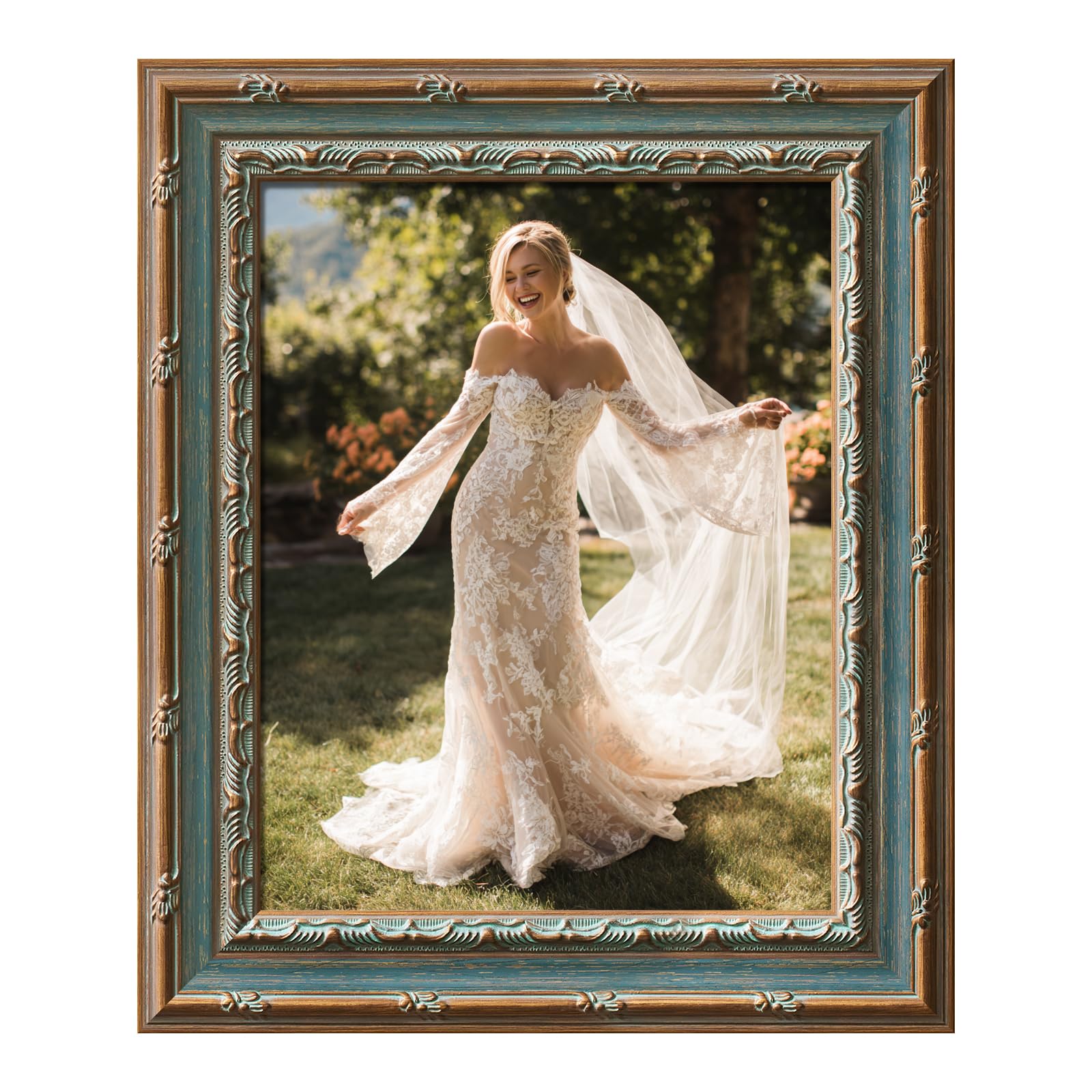 FOLKOR 8x10”/20.3x25.4cm Vintage Baroque Photo Frame Wall Mount Tabletop