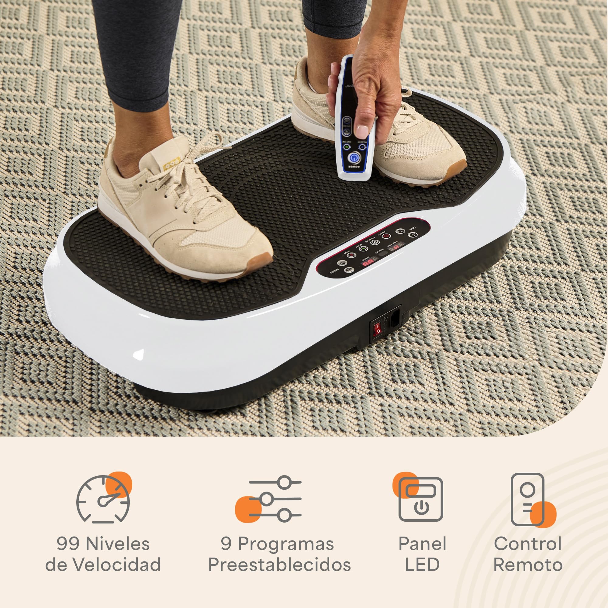 LifePro Waver Mini Plataforma Vibratoria con Control Remoto y Bandas – Plataforma Vibratoria de Cuerpo Completo para Drenaje Linfático y Tonificación, 99 Velocidades, 10 Programas