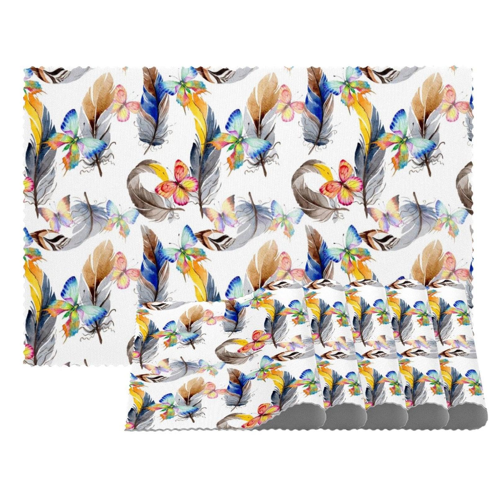Sets de table papillon aquarelle haute résistance pour salle à manger