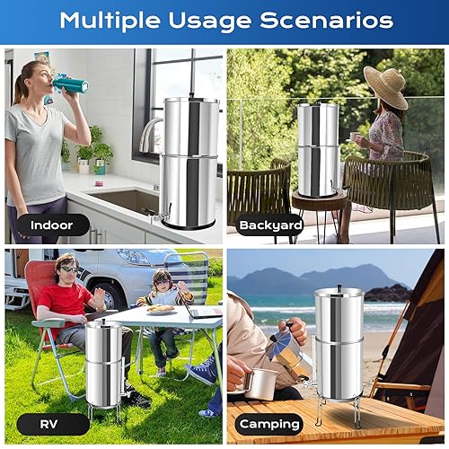 Miniatura 8 de Sistema de filtro de agua alimentado por gravedad, certificación NSF/ANSI 372, sistema purificador de agua de acero inoxidable 304 con espiga de