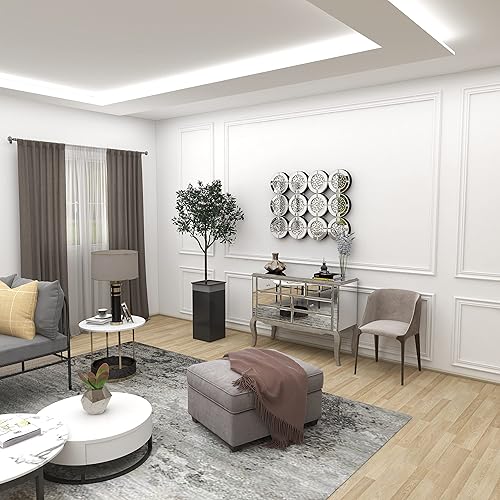 Miniatura 7 de Deco 79 Espejo de pared de cristal con cristales flotantes, 39 x 2 x 29 pulgadas, plateado