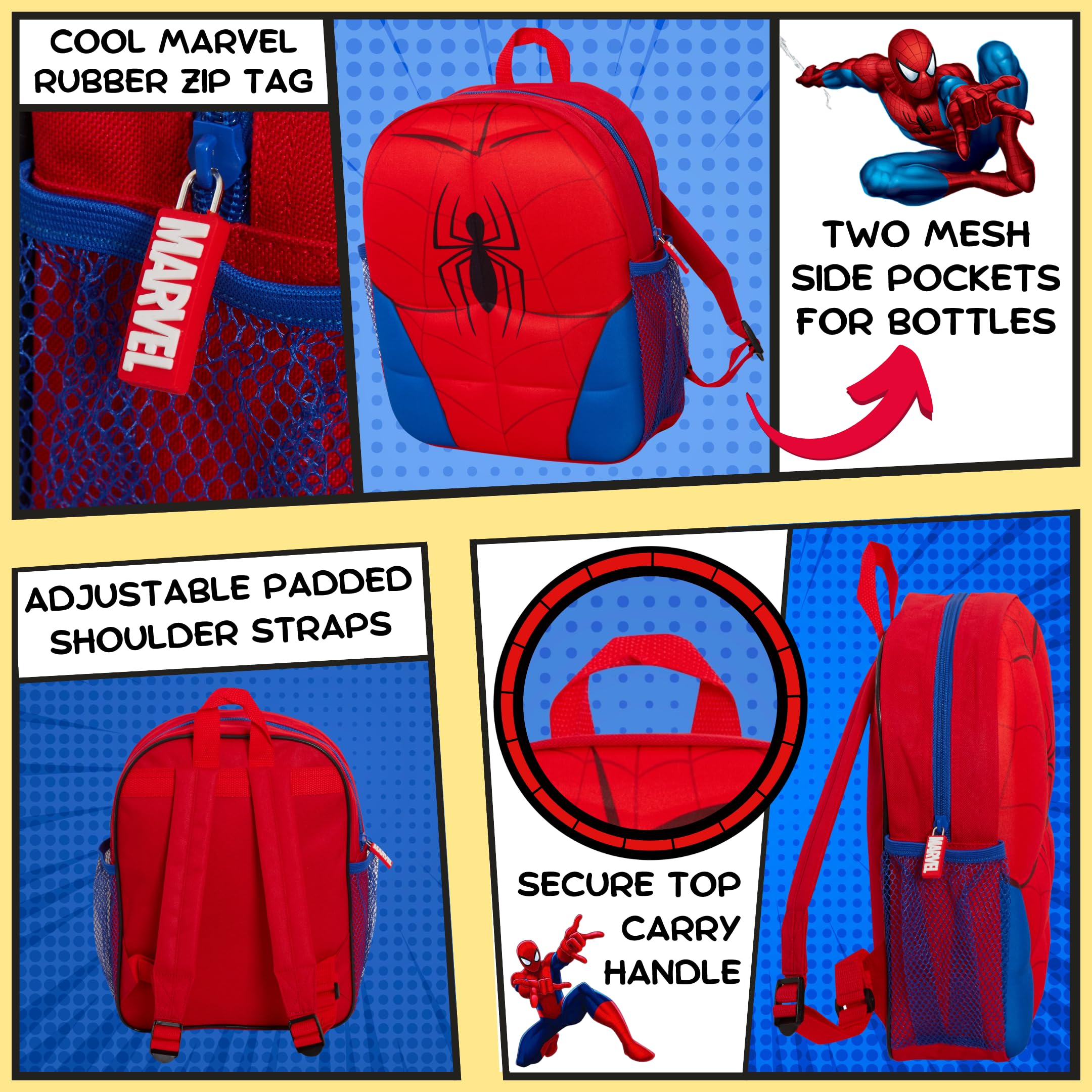 Sac à dos Marvel Spiderman 3D en peluche, Rouge, Taille unique, Sac à dos