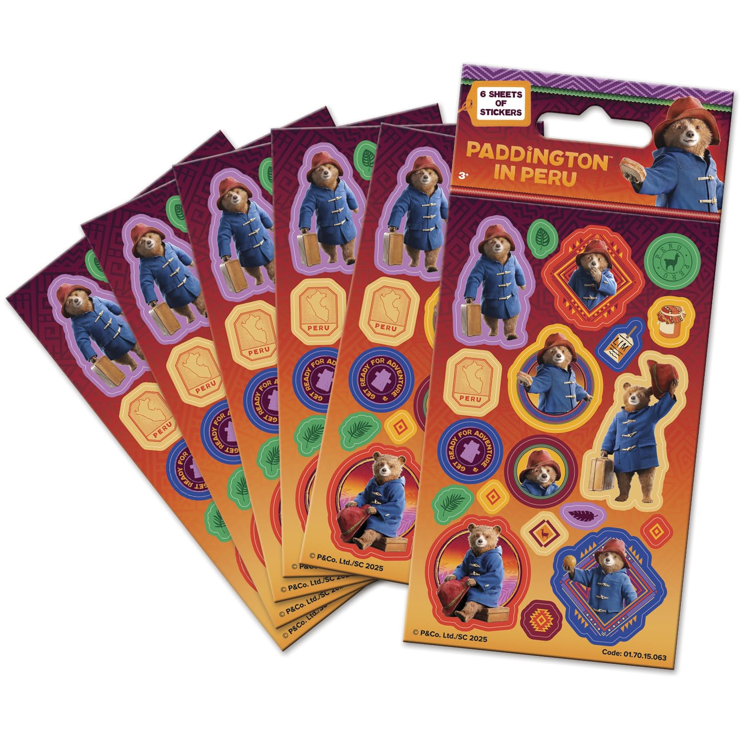 Paper Projects Multi Paddington In Peru Party Bag Stickers (6 Sheets) | Official Licensed Product | Reusable On Non-Porous Surfaces | Age 3+ | Perfect As Party Bag Or Stocking Fillers | Kids Party, Pass The Parcel Prize