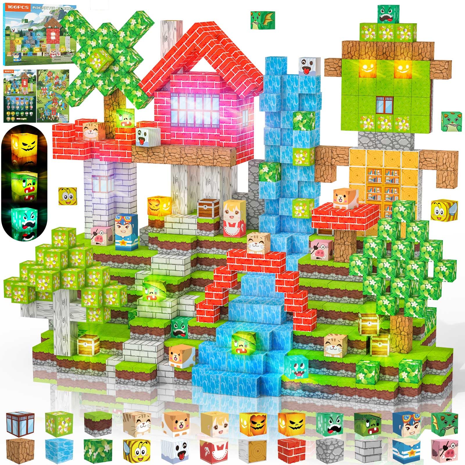 Costruzioni Magnetiche per Bambini 100 PCS 2CM 3+ Giochi Cubi Magnetici, Blocchi Building Blocks Giocattoli Montessori a Partire da 3 4 5 6 7 8 9 10 11 12 Anni Regali di Compleanno per Ragazzi