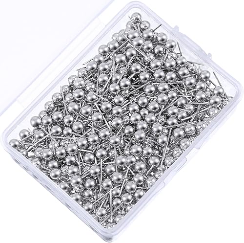 Paquete de 500 tachuelas de mapa tamaño pequeño (plata, 18 pulgadas)