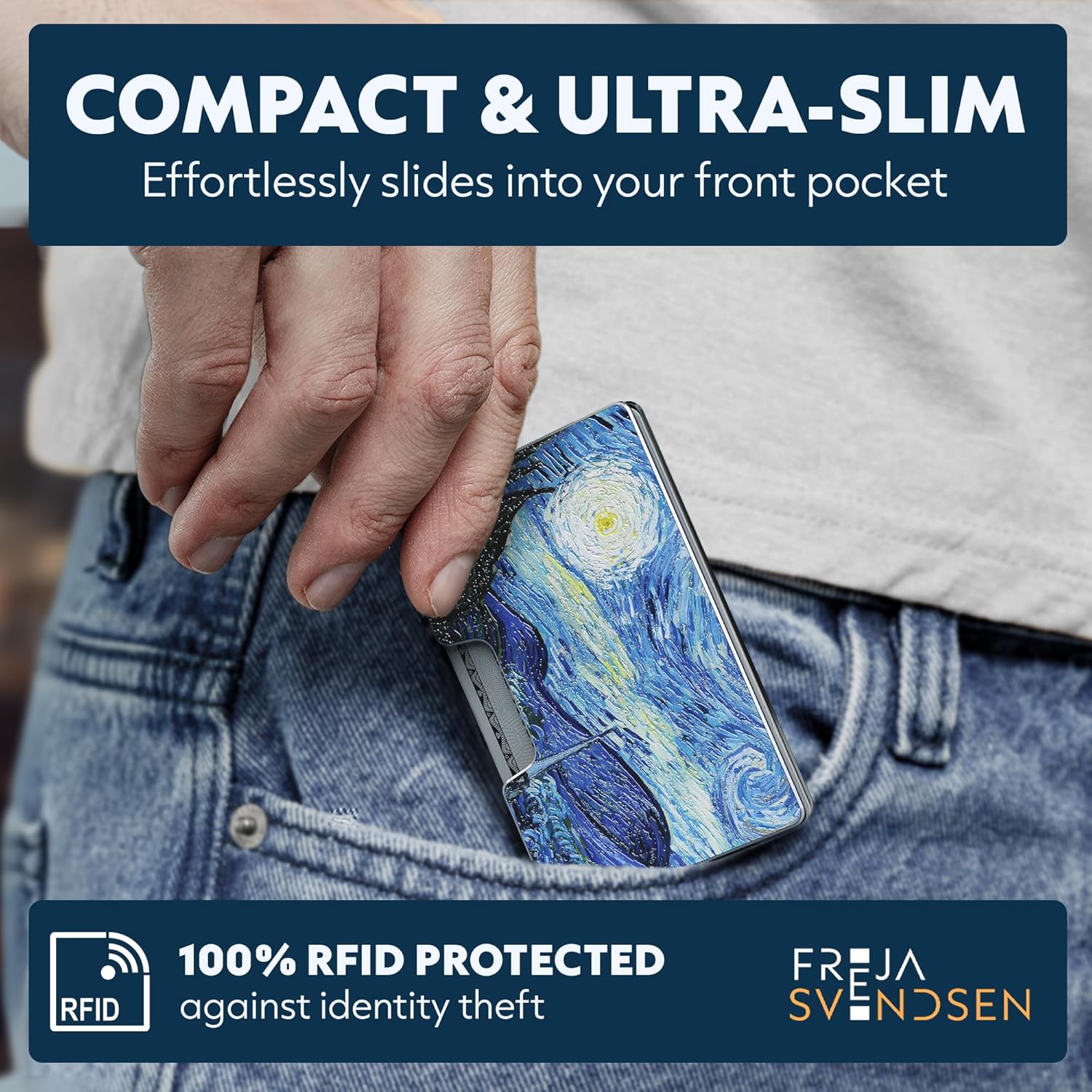 Slim RFID Blocking Card Holder & Money Clip - Aluminum Wallet for Men & Women – Front Pocket Metal Minimalist Wallet Holds 15 Cards – Credit Card Holder - Durable, Lightweight, Unique Engraved Design