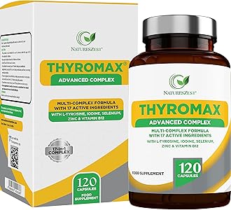 ThyroMax - Thyroid Support Supplement - 120 Vegan Capsules - 17 Active Ingredients Including Iodine, L-Tyrosine, Ashwagandha, B12 and Zinc - Energy & Focus Formula -UK Made, 2 Month's Supply