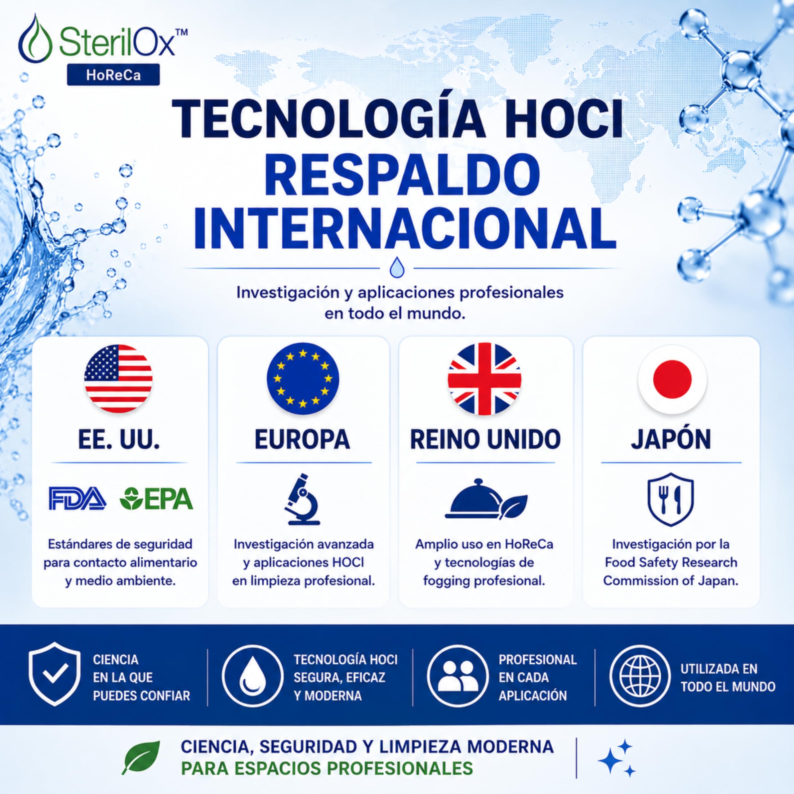 Universal HoReCa 5L - Prodotto Professionale per la Pulizia con Acido Ipocloroso HOCl - Senza Alcol, Senza Risciacquo - Per Cucine, Hotel, SPA, Palestre - Compatibile con Fogger