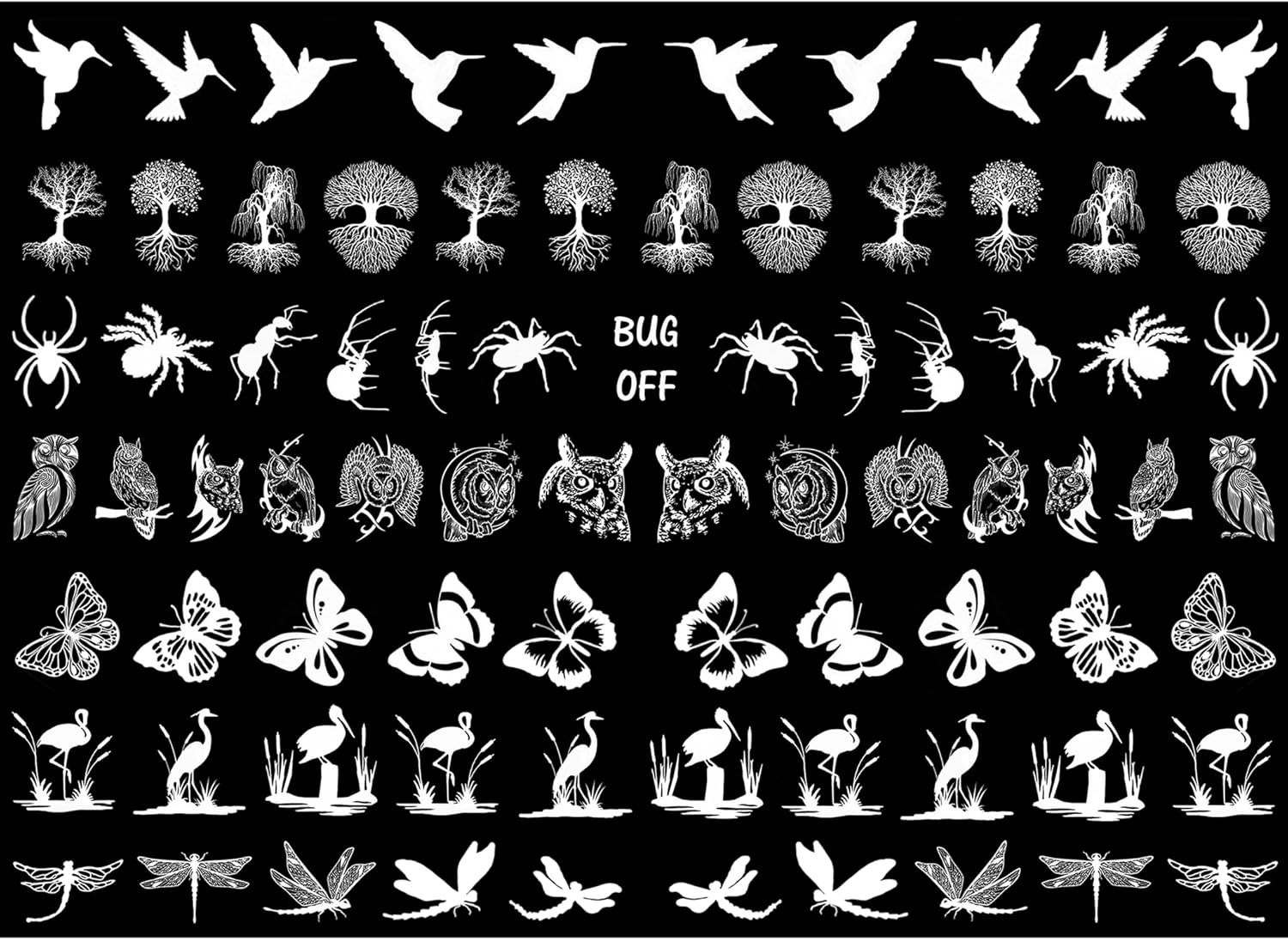 Hummingbird to Dragonfly 5/8 16mm White Fused Glass Decals