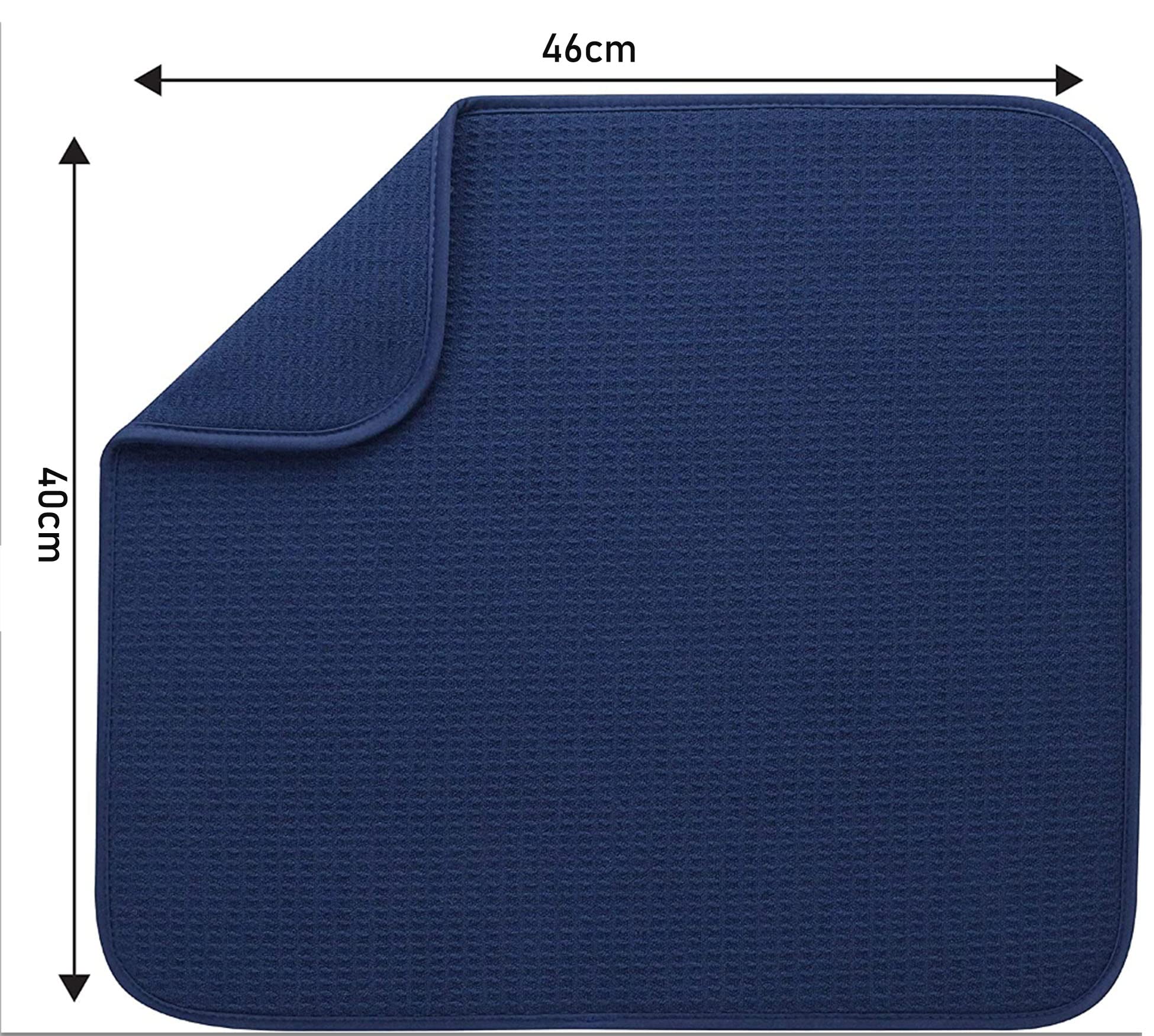 Microfibre Dish Drying Mats for Kitchen Super Absorbent Dish Drainer Mat Washing Up Mat for Countertop Tabletop 40cm x 46 cm 2 Pack Navy Blue - Image 2