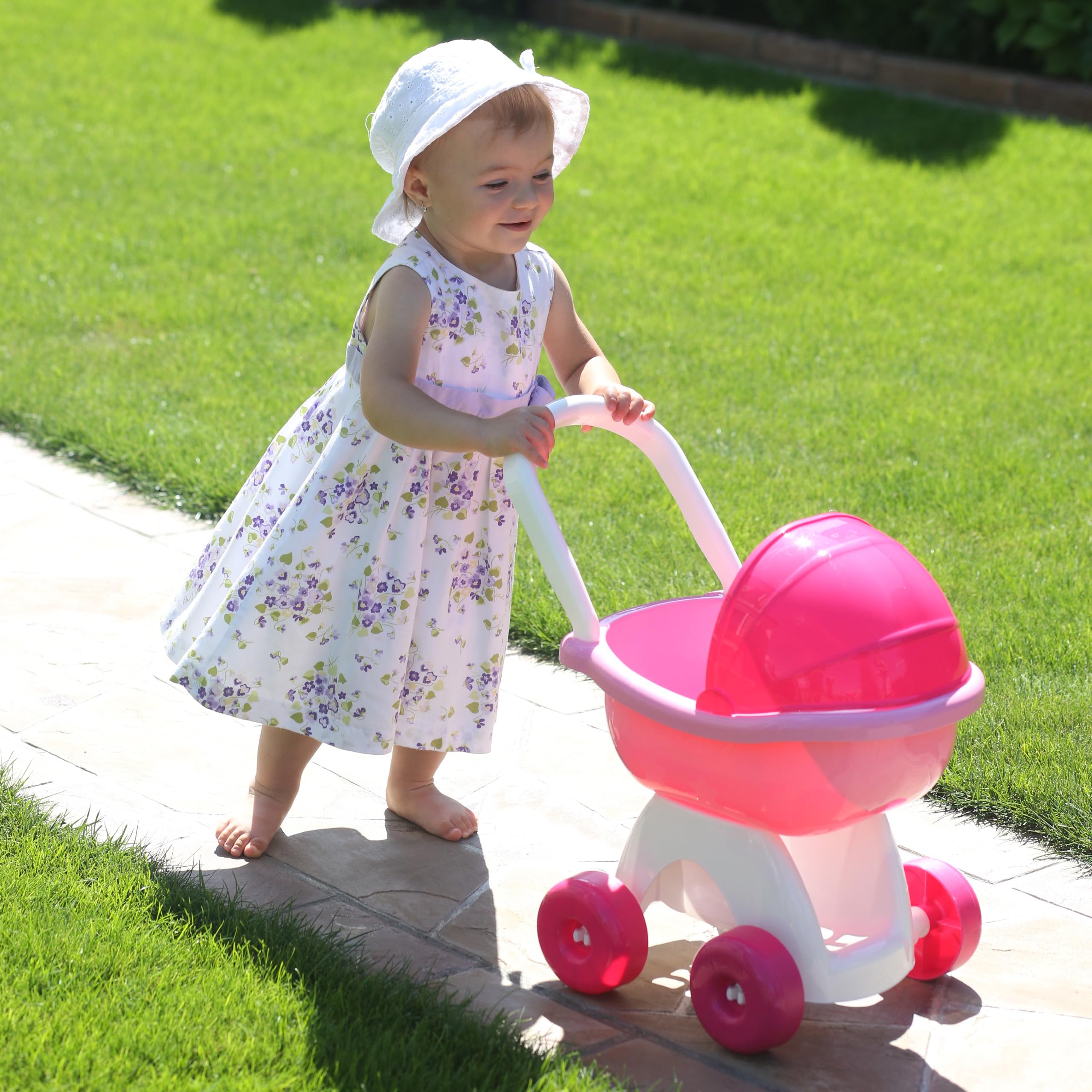 FANCY Poussette Rose pour Poupée, Landeau Poupée Fille 3 Ans et Plus Agés, Poussette Jouet Landau Poupon Taille Idéale pour Enfant