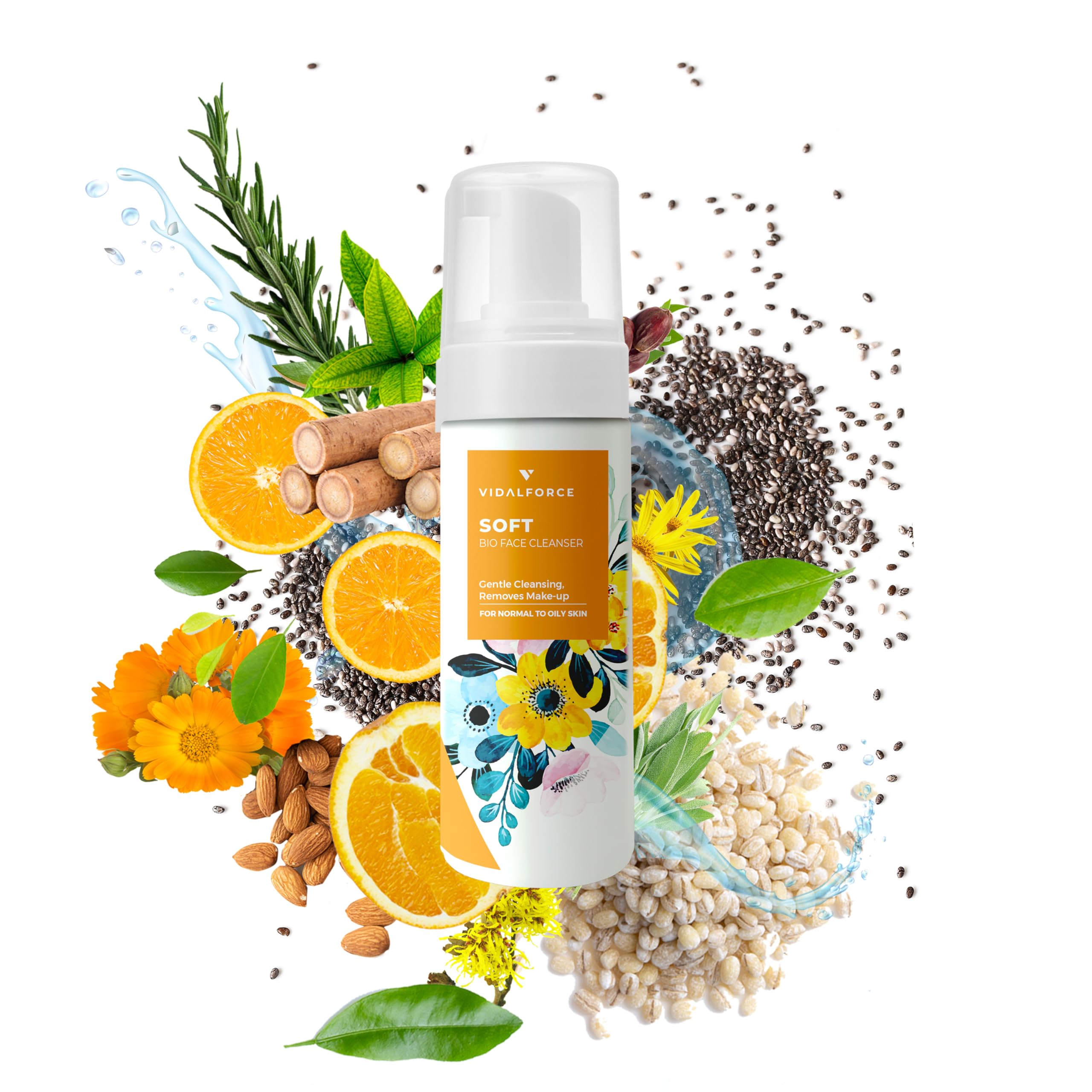 Soft Espuma Limpiadora Facial Bio I Limpiador Facial Piel Grasa o Mixta I con 17 Activos Naturales y Bio I Mousse Limpiadora Facial Pieles Sensibles I Limpiador de Piel Grasa (No Waterproof) 150ml