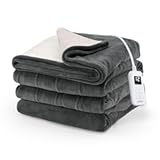 Electric Royal Luxe Microplush Reverse Sherpa Heated Blanket, 12 Heat Settings, 12-Hour Selectable Auto Shut-Off, Fast Heating, Warm and Cozy, Night Fog color, Twin, 84" x 62"