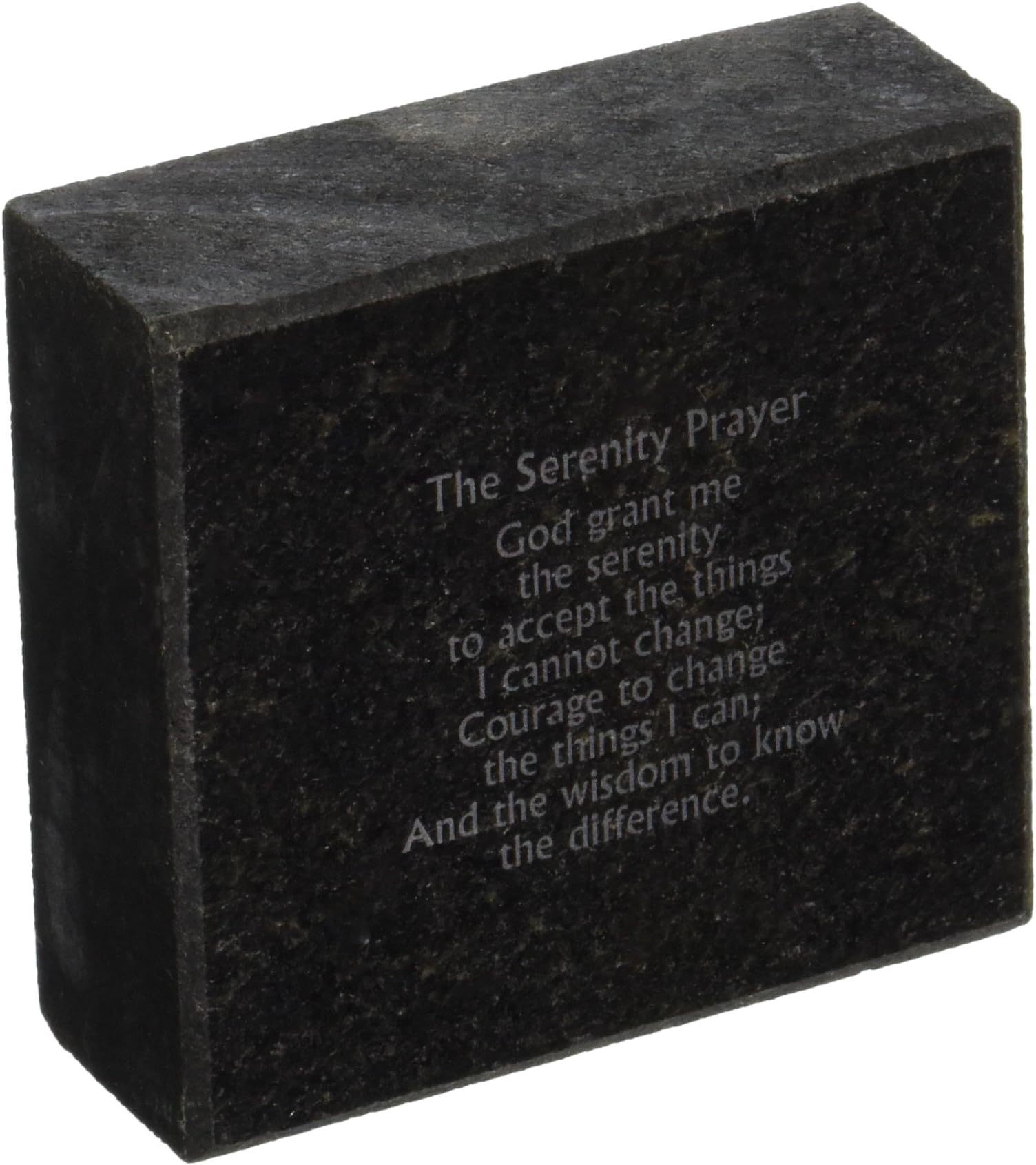 Granite Block, 3" Square- The Serenity Prayer - God Grant me The Serenity to Accept The Things I Cannot Change; Courage to Change The Things I can; and The Wisdom to Know The Difference.