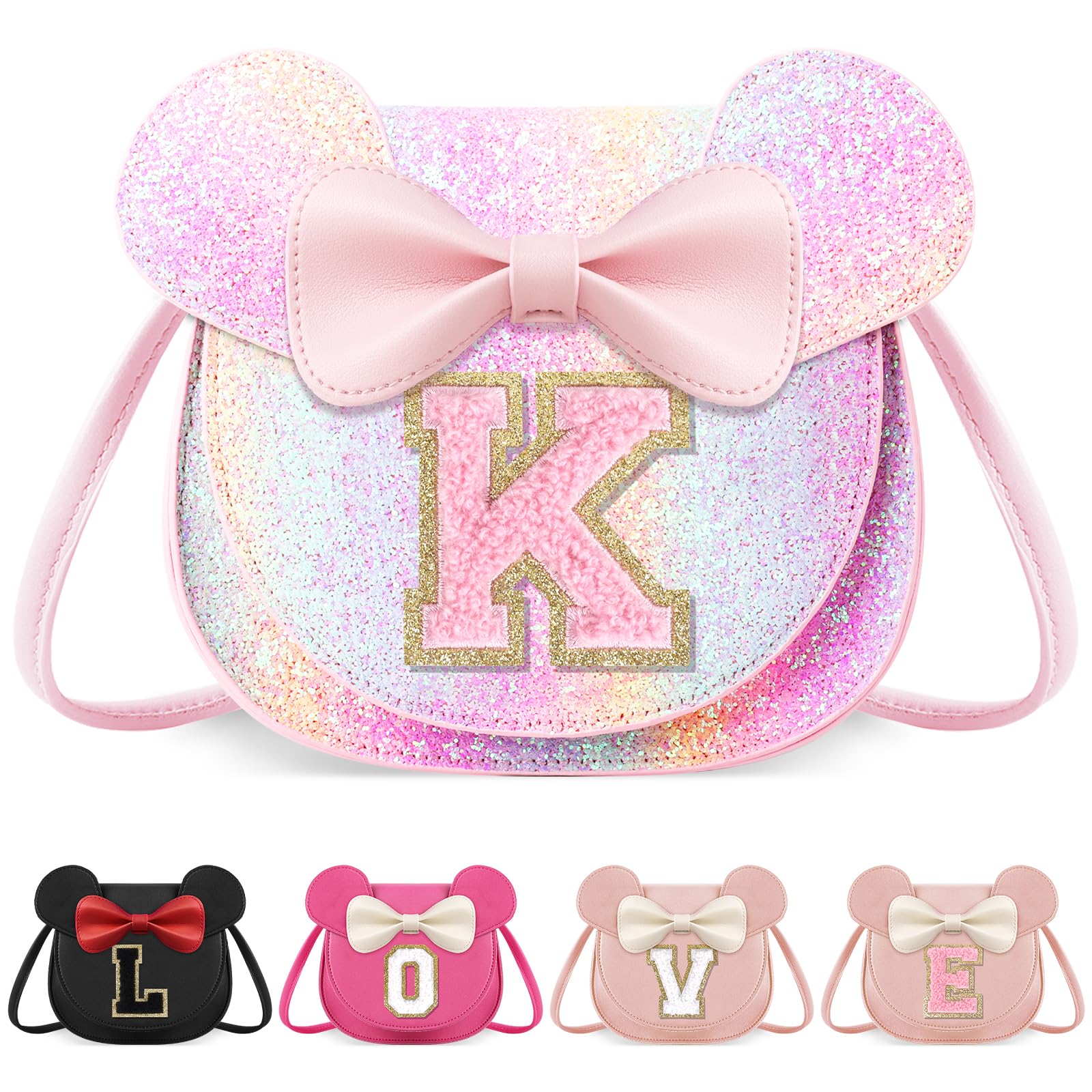Little Girl Toddler Purse - Cute Mouse Ear Bow Crossbody Bag for 2-8 Year Olds - Birthday Gift