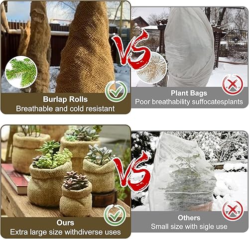 Miniatura 5 de Bolsas de arpillera de 13.8 pulgadas x 32.8 pies, protectores de plantas para invierno, cubiertas de arpillera para plantas, protección contra