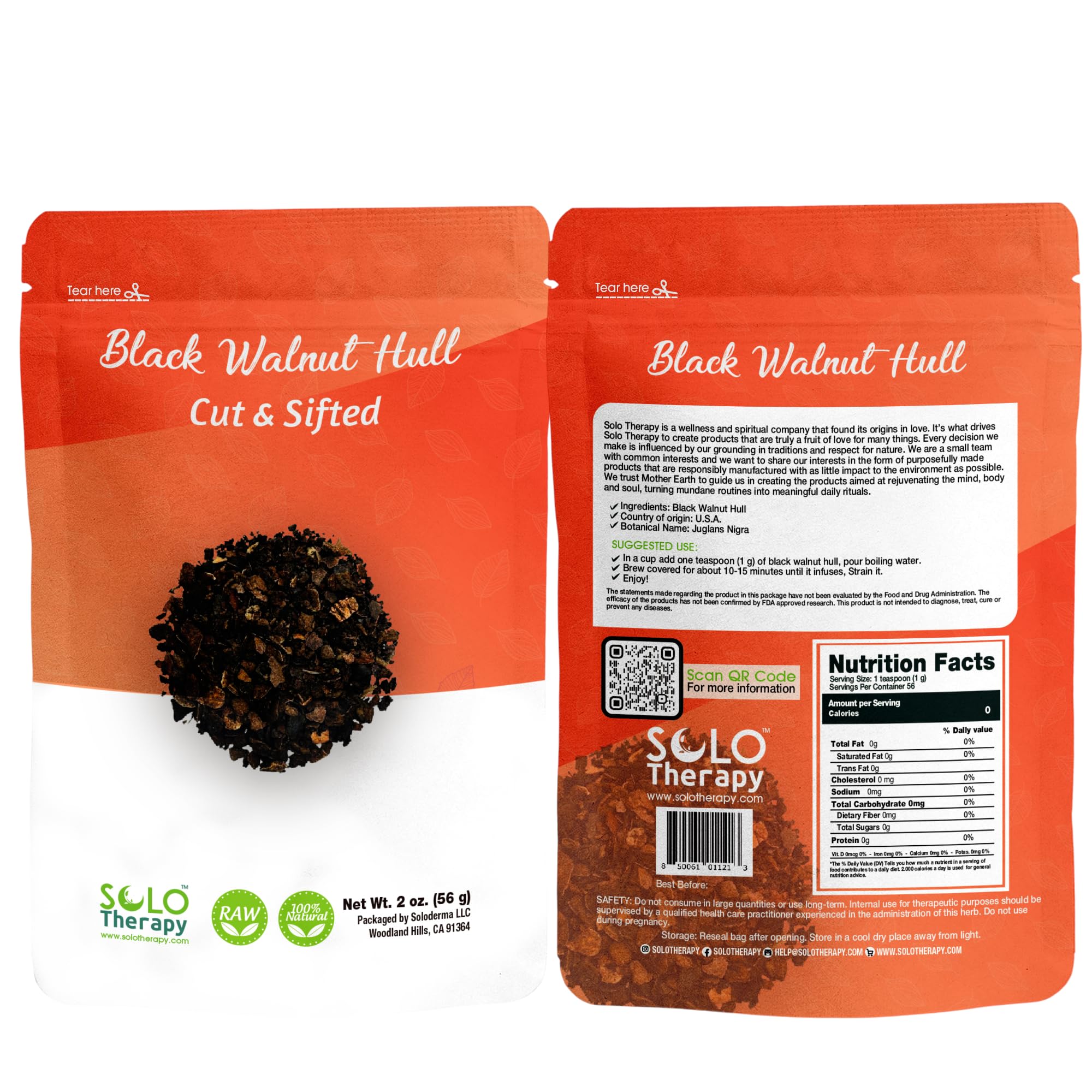 Black Walnut Hull Tea Cut and Sifted - 56 grams - Juglans nigra Herbal Tea - Resealable Bag - 56 grams - Premium Quality (Black Walnut Hull)