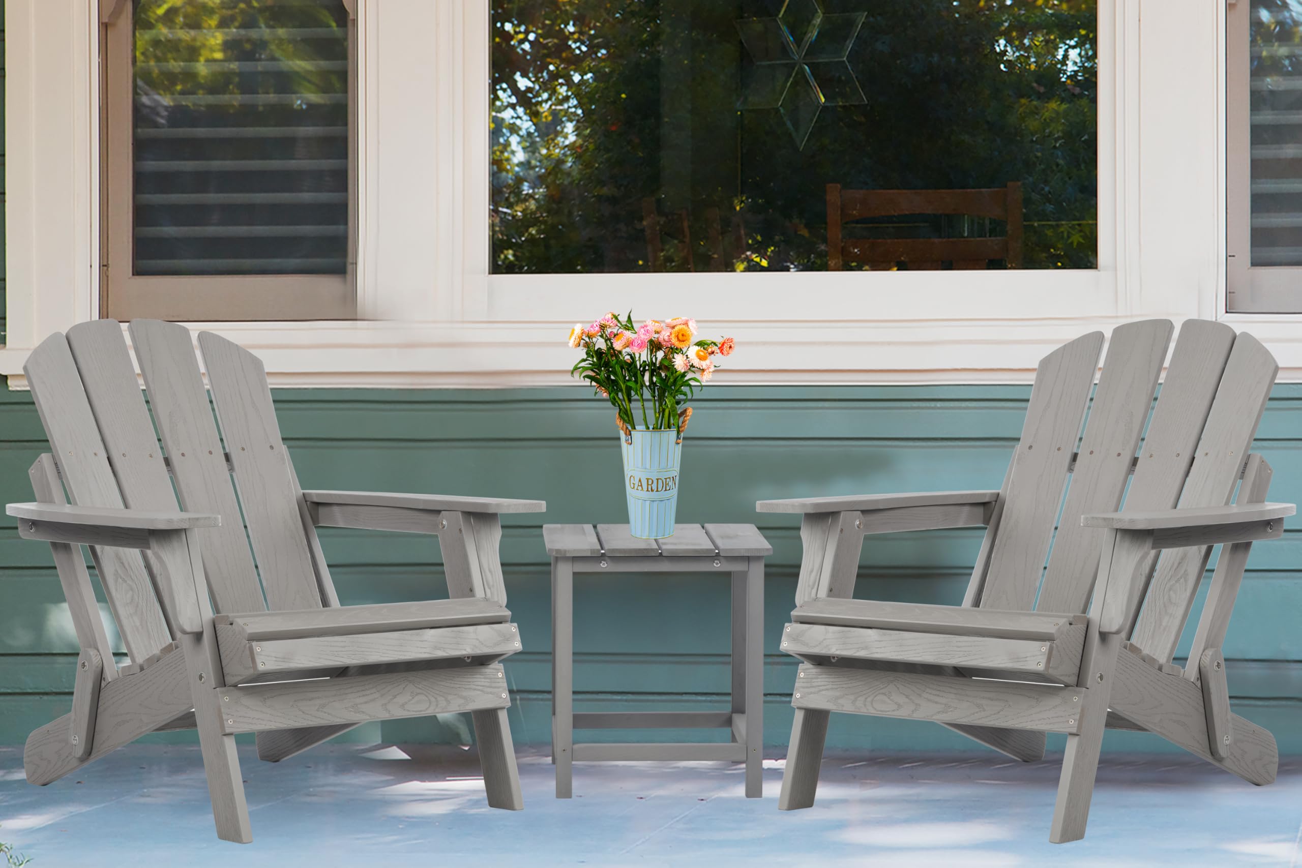 Wood-Natrl Oversized Wooden Folding Adirondack Chair with Pre-Assembled Backrest - product photo