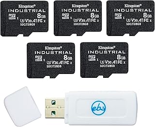 Kingston Industrial Micro SD 8GB Card (5 Pack) Class 10 UHS-I with Adapter (SDCIT2/8GB) Bundle with (1) Everything But Stromboli MicroSDHC & SD Memory Card Reader