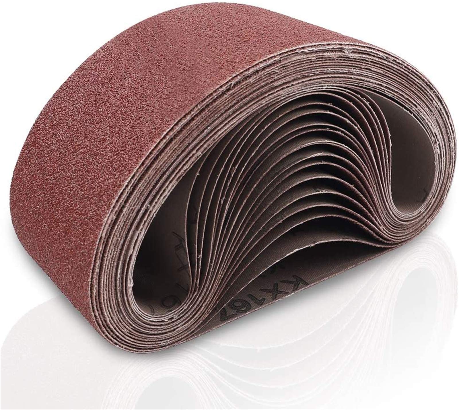 Coceca3x18 Inch Sanding Belts, 21 Packs Belt Sander Paper Aluminum Oxide Sandpaper (Assorted 3 Each of 40 60 80 120 180 240 320 Grit) for Sander Woodworking