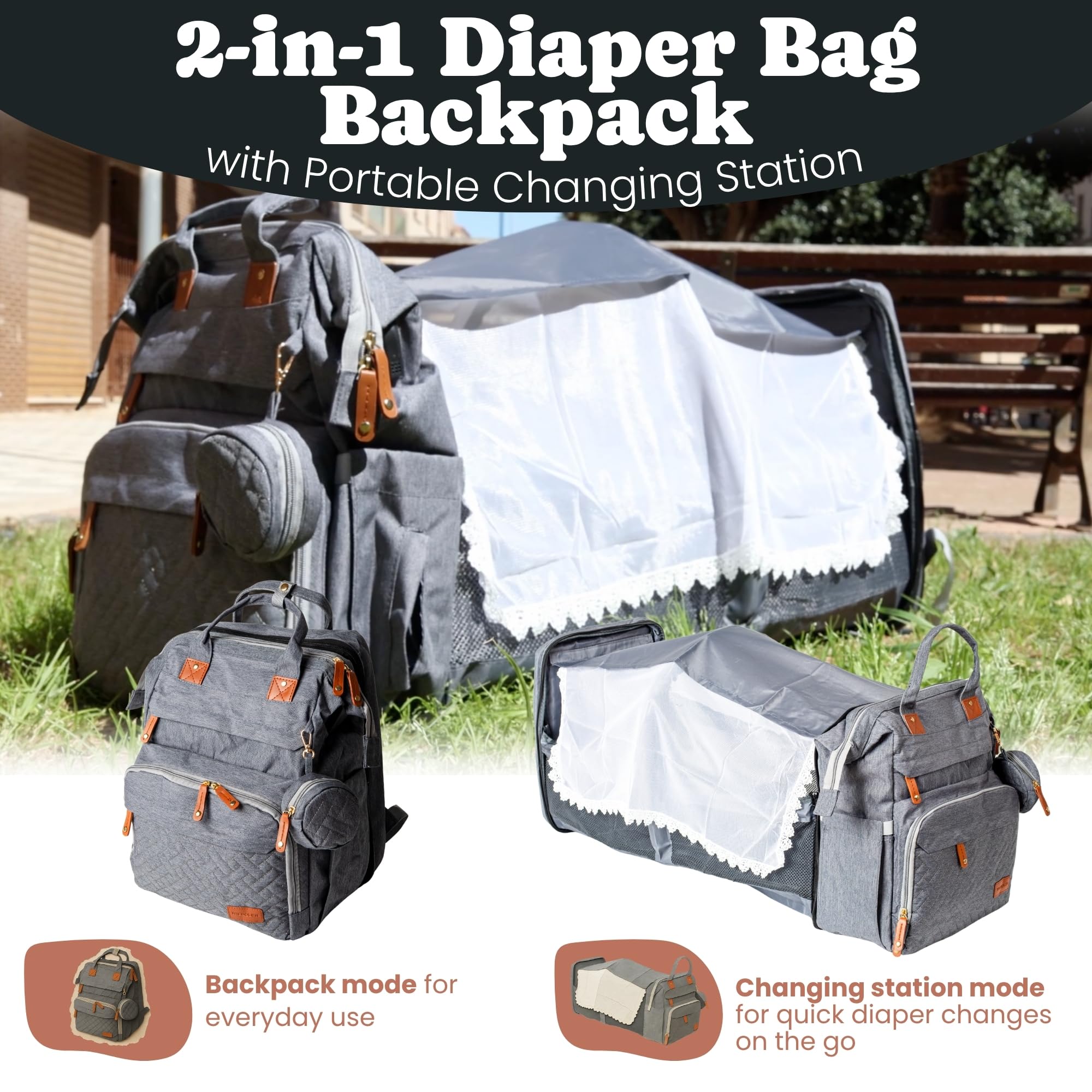 Mochila Bebe Pañalera con Cambiador Portátil - Mochila Carro Bebé Impermeable Gran Capacidad