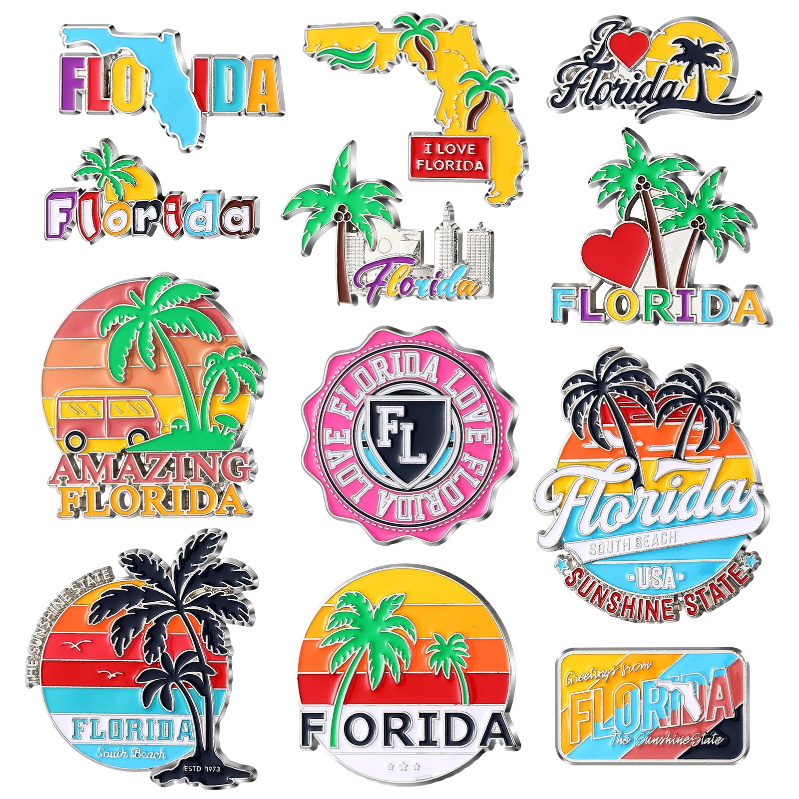 Amazon.com: Konohan 12 Pcs Florida Magnets for Refrigerator Metal