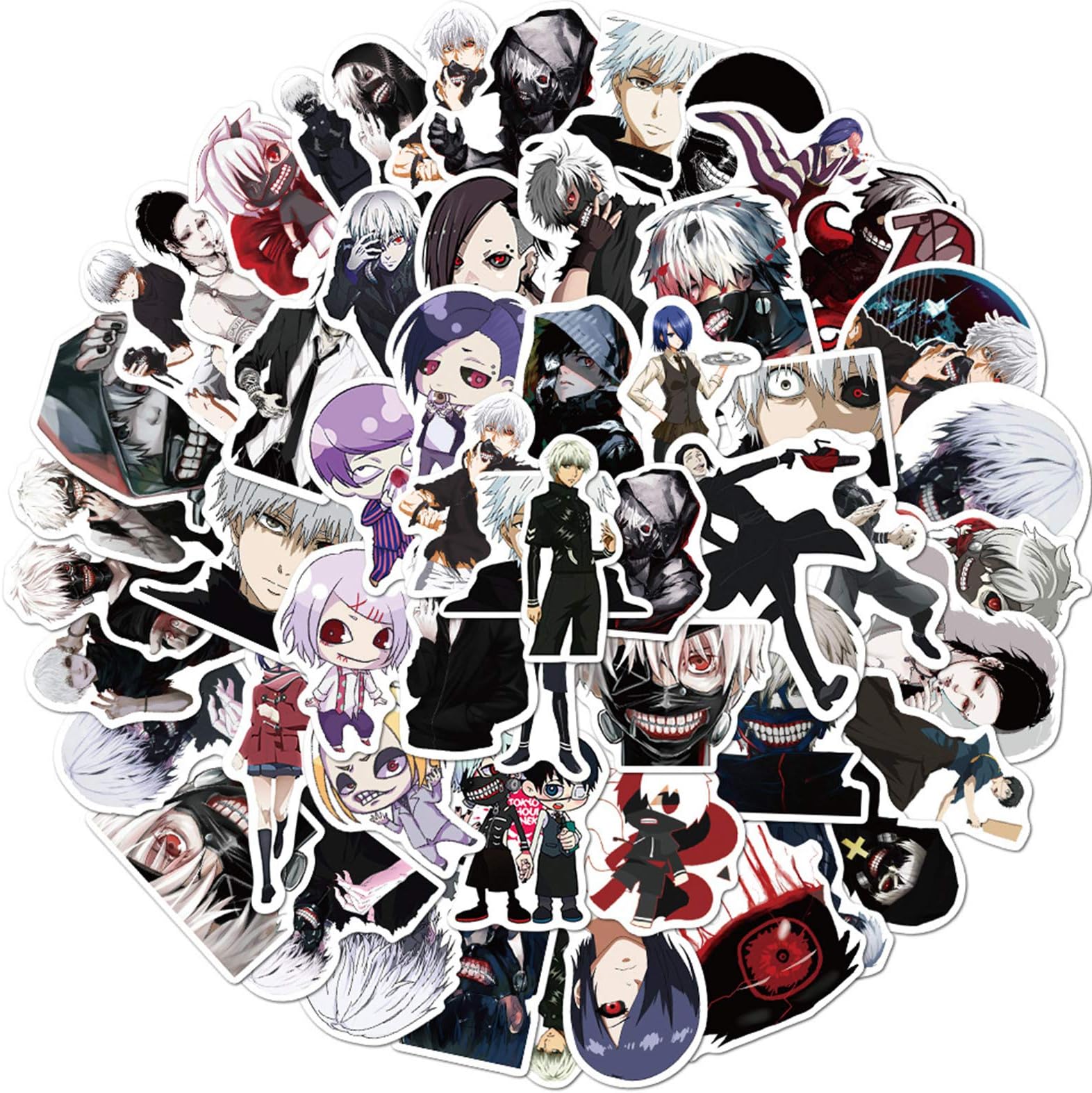Tokyo Ghoul Stickers for Laptop and Water Bottle, Cool Anime Vinyl Decal for Teens Girl Phone,Bike,Skateboard,Travel Case,Computer (Tokyo Ghoul)